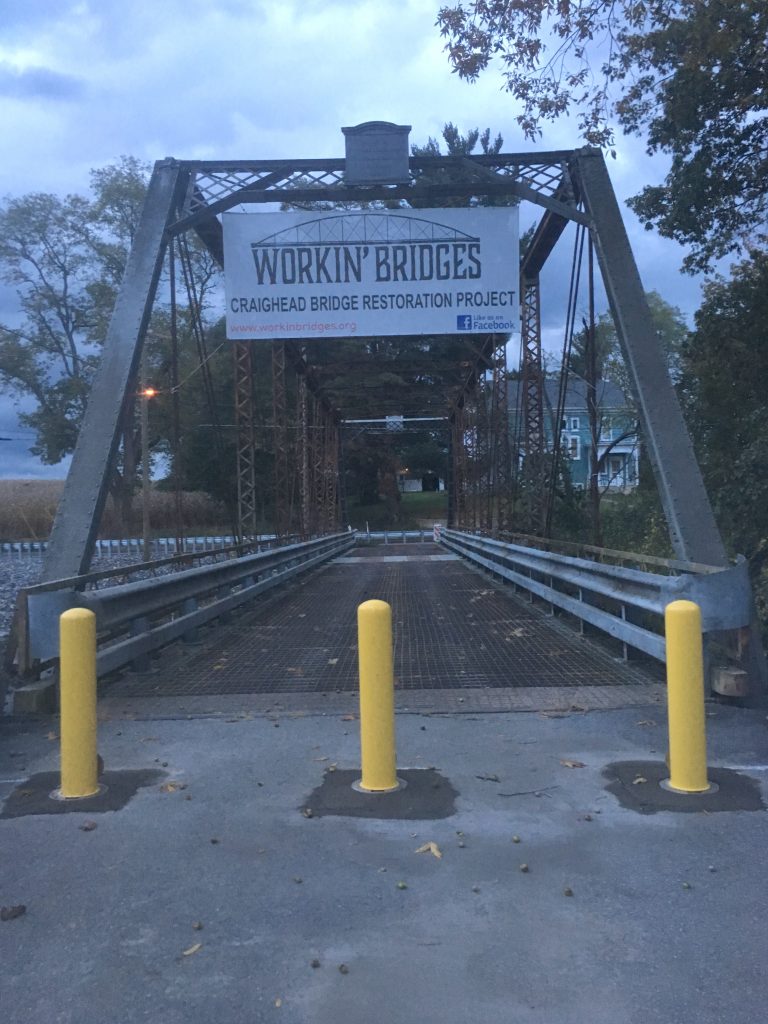 Craighead Bridge with the Workin’ Bridges restoration project sign