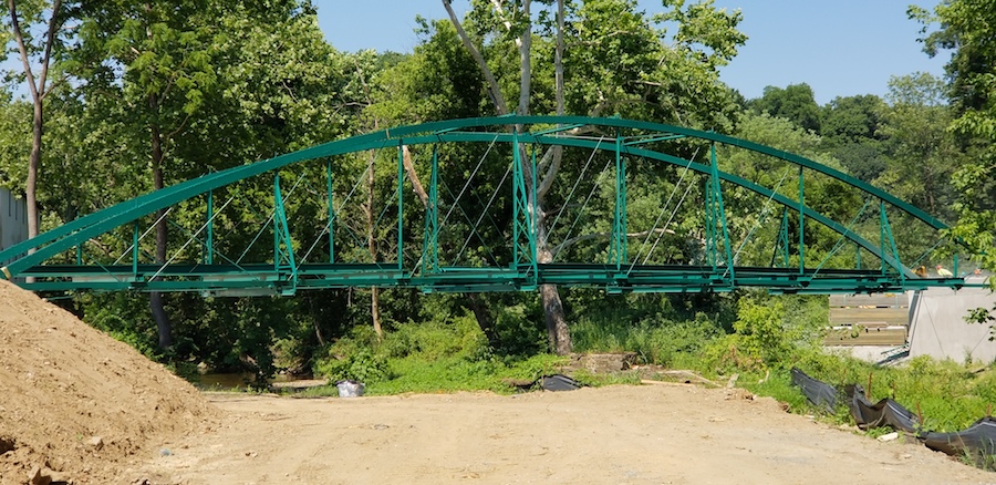 The green Paper Mill Bowstring bridge in Yorklyn, Delaware